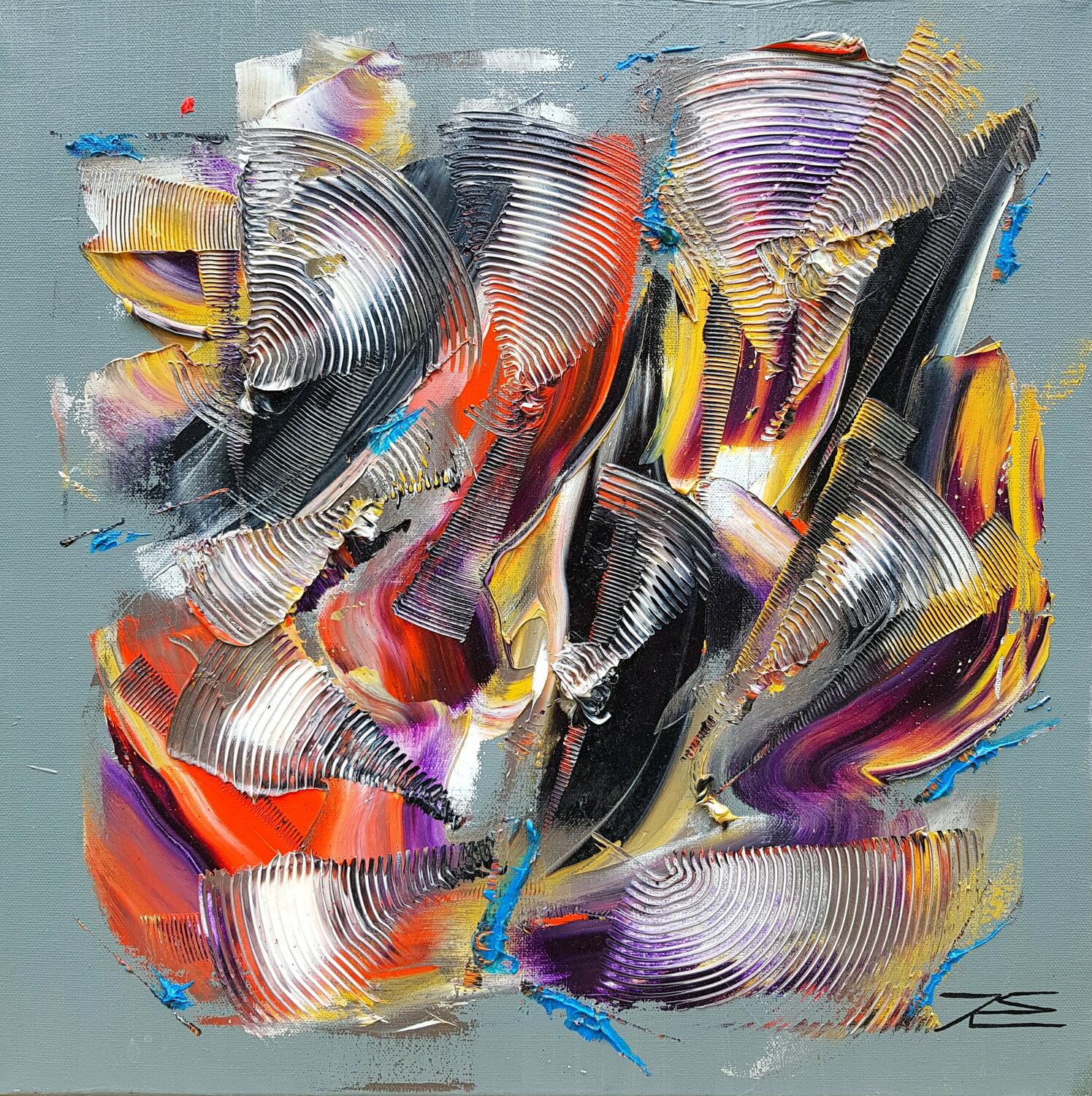 Feu de cheminée Karine Langevin Kjl Original painting for sale