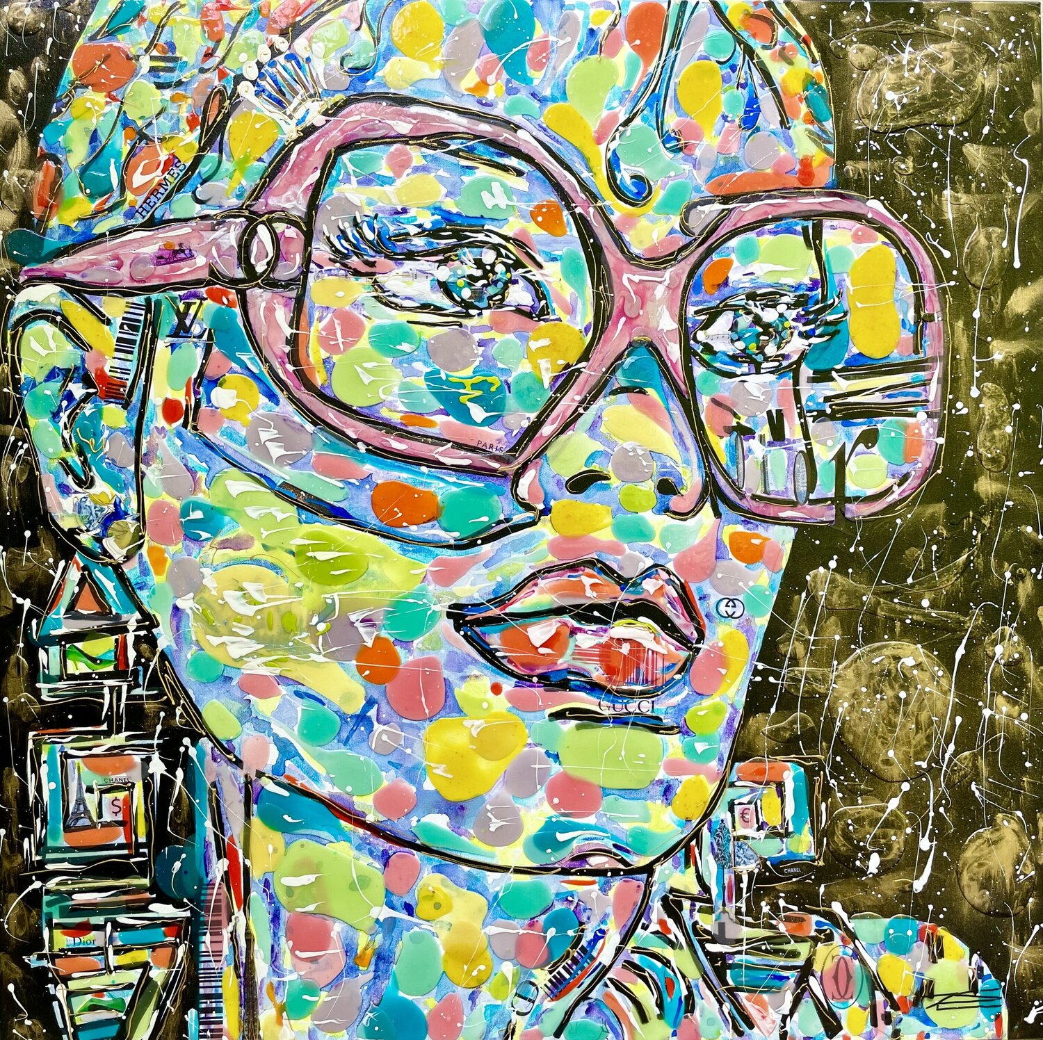 The Woman with the scarf - Luxury & Fashion Karine Langevin Kjl Original painting for sale