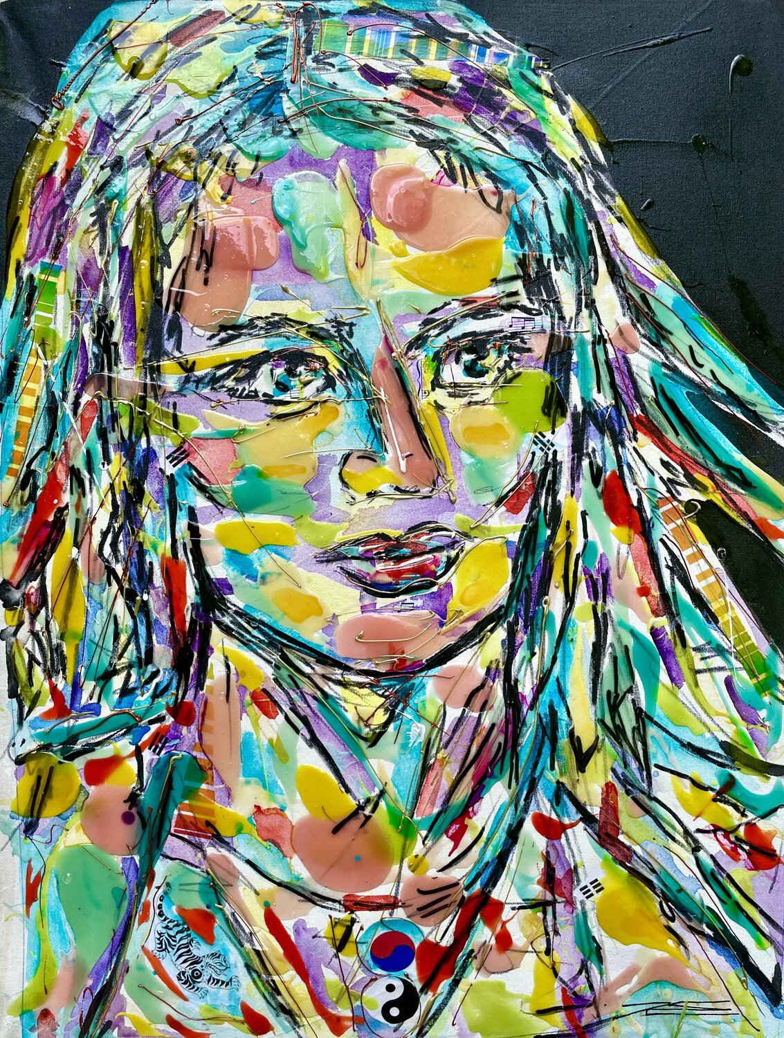 Tigre blanc Karine Langevin Kjl Original painting for sale