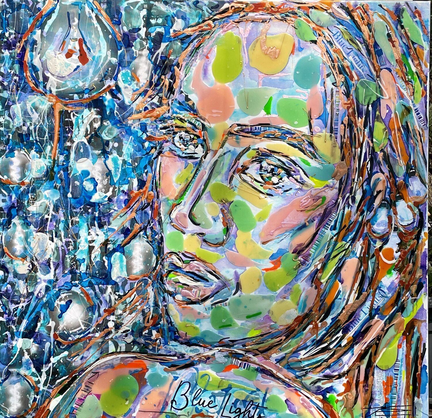 Blue Lights Karine Langevin Kjl Original painting for sale