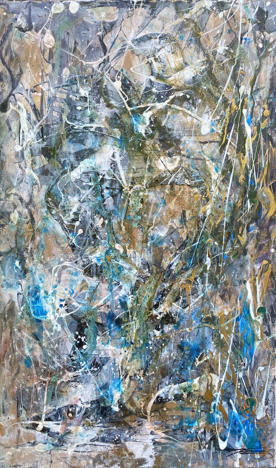 Le Moineau mouillé (2015) Karine Langevin Kjl Original painting for sale