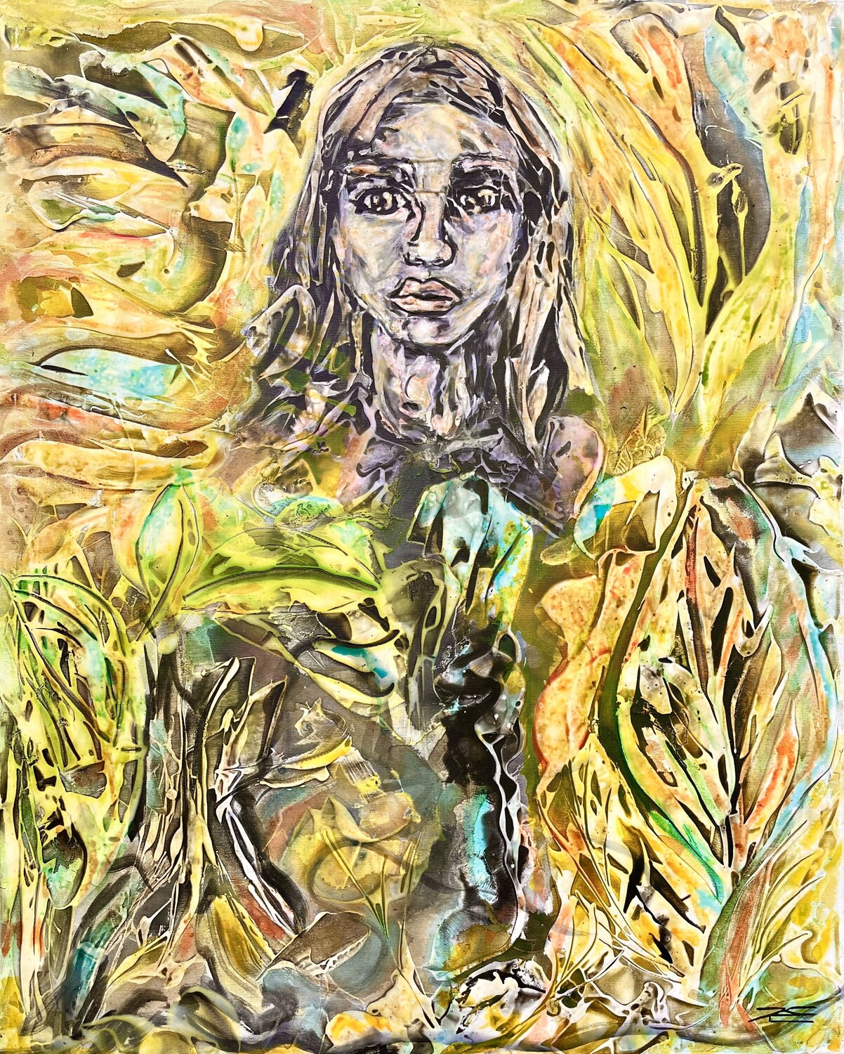 L'indigène Karine Langevin Kjl Original painting for sale