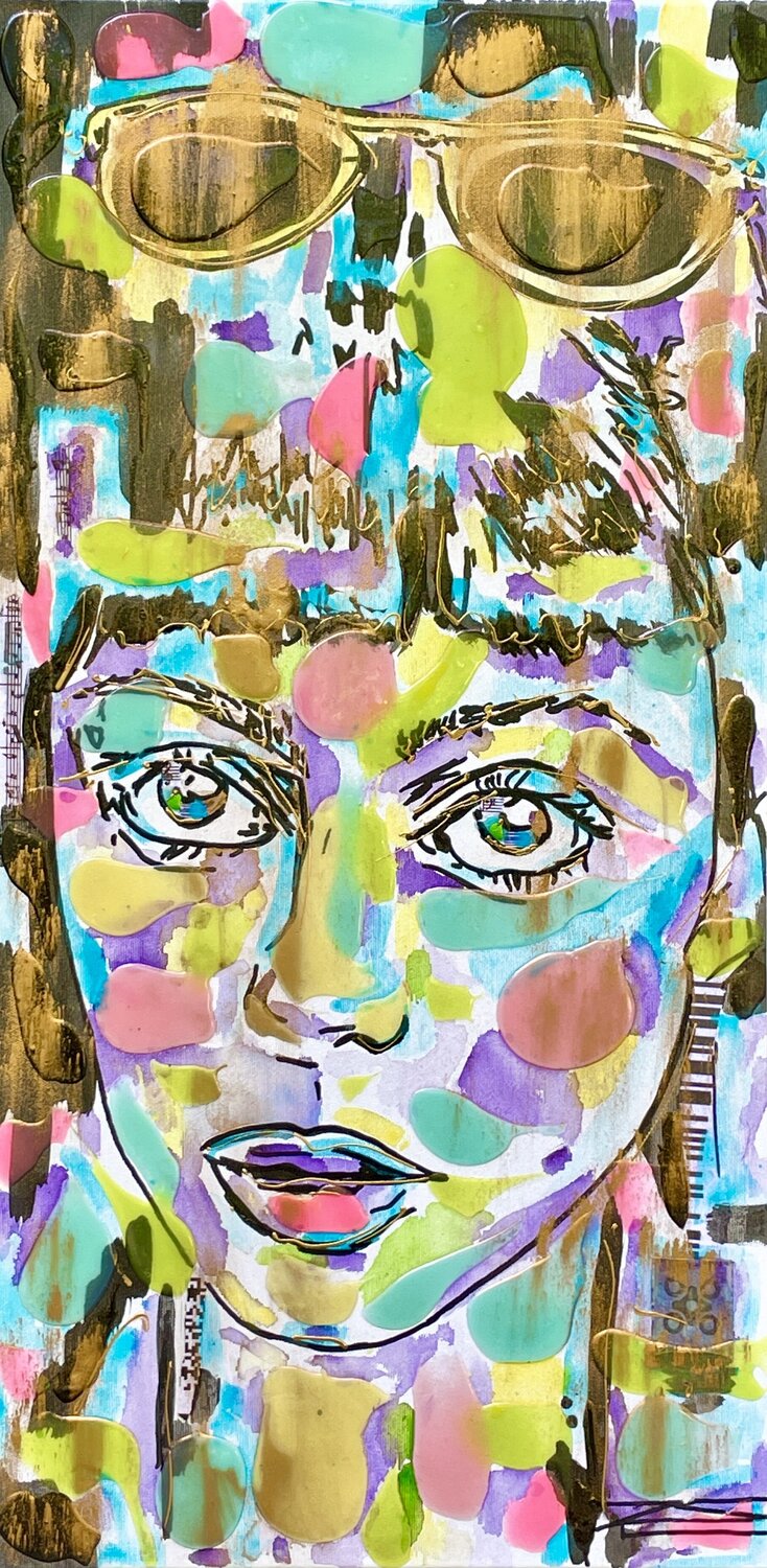 Portrait "Boost Sun" Karine Langevin Kjl Original painting for sale