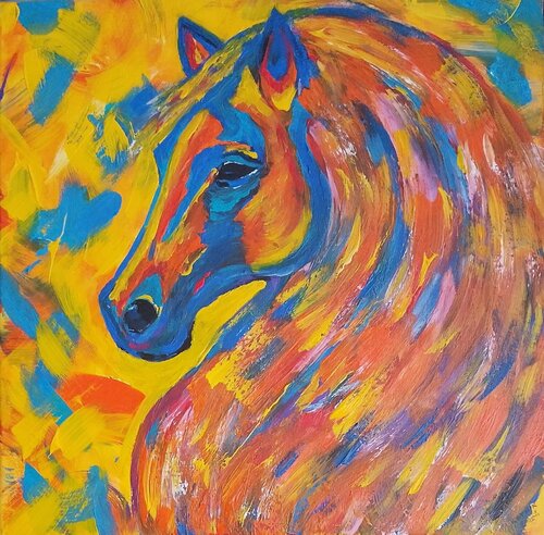 Mane of Wild Fire-Abstract Horse Painting by Igor Kotnik, Painting for Sale on Select