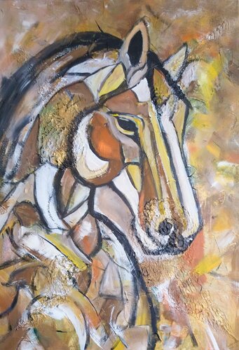 Spirit of the Plains-Abstract Horse Painting by Igor Kotnik, Painting for Sale on Select