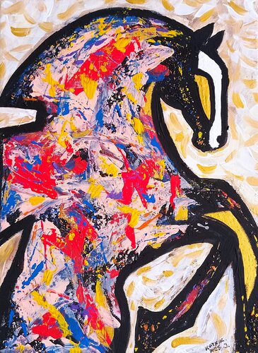 Spectrum Stallion-Abstract Horse Painting by Igor Kotnik, Painting for Sale on Select
