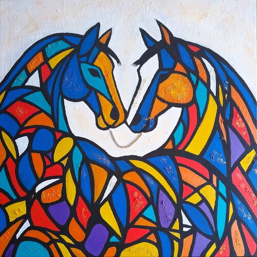 Chain of Harmony-Abstract Horse Painting by Igor Kotnik, Painting for Sale on Select