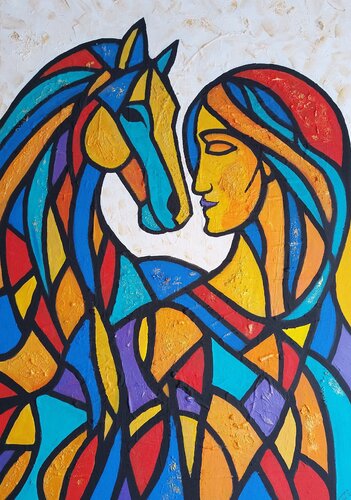 Connection in Color-Abstract Horse Painting by Igor Kotnik, Painting for Sale on Select