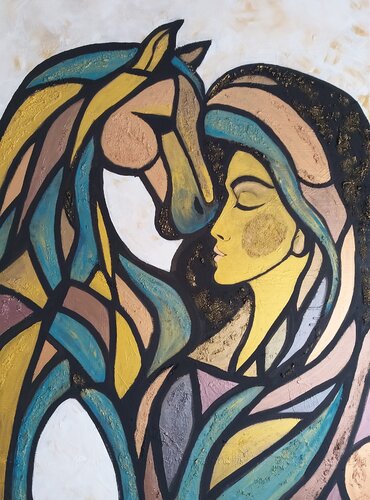 Silent Trust-Abstract Horse Painting by Igor Kotnik, Painting for Sale on Select