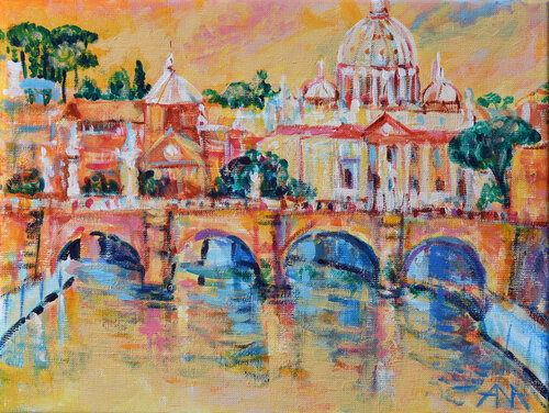 Golden Sunset over the Tiber by Ana Smarż, Painting for Sale on Select