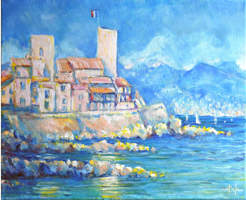 Azure Remembrance - The Light of Antibes by Ana Smarż, Painting for Sale on Select