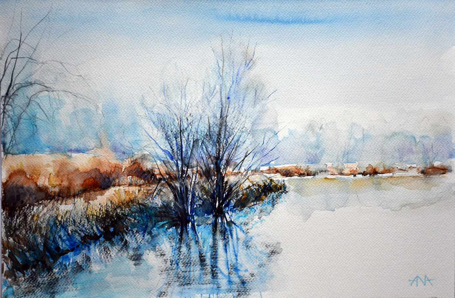 Winter Reflection Ana Smarż Original painting for sale
