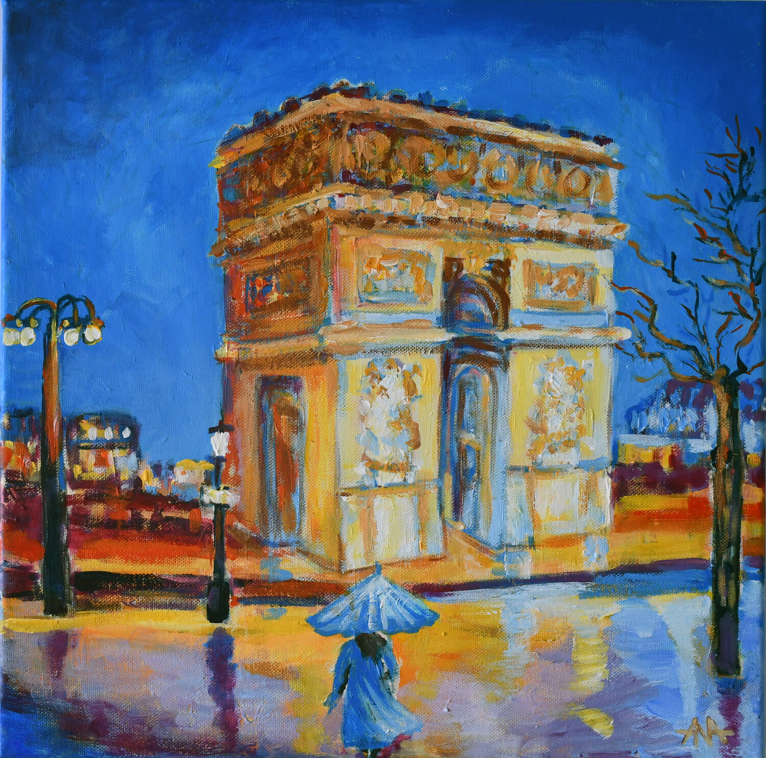 Parisian Rain Dance Ana Smarż Original painting for sale