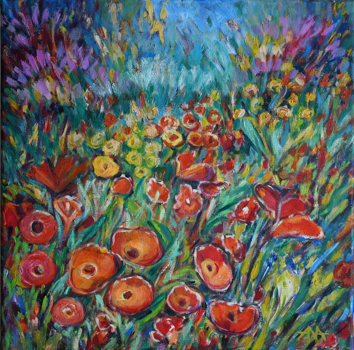 When Flowers Dream in Color Ana Smarż Original painting for sale