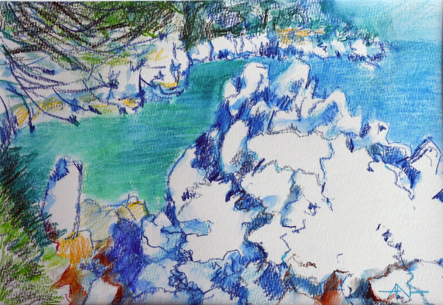 Turquoise Cove Ana Smarż Drawing for sale