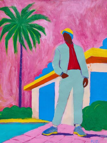 Poolside Nostalgia by Serge Berezjak, Painting for Sale on Select