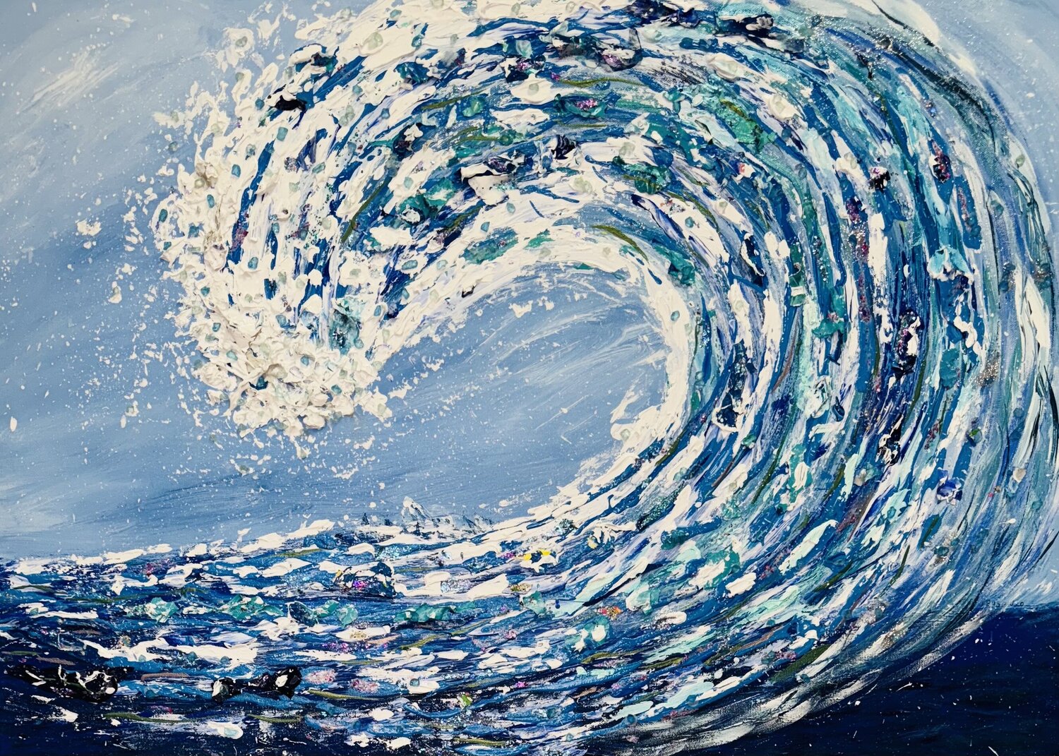 Blue Wave Bright Jacquilyn Eusanio Original painting for sale