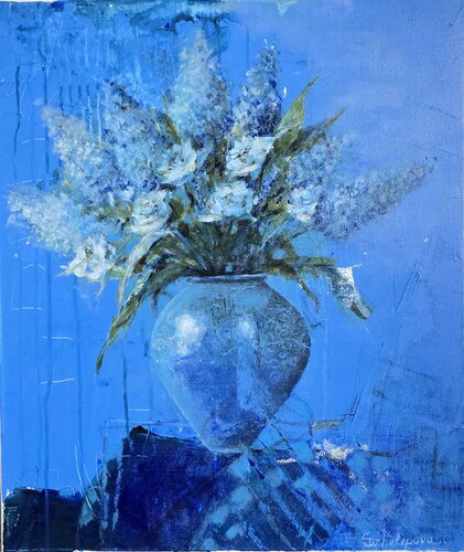 Azure Bloom by Svetla Dzhelepova, Painting for Sale on Select