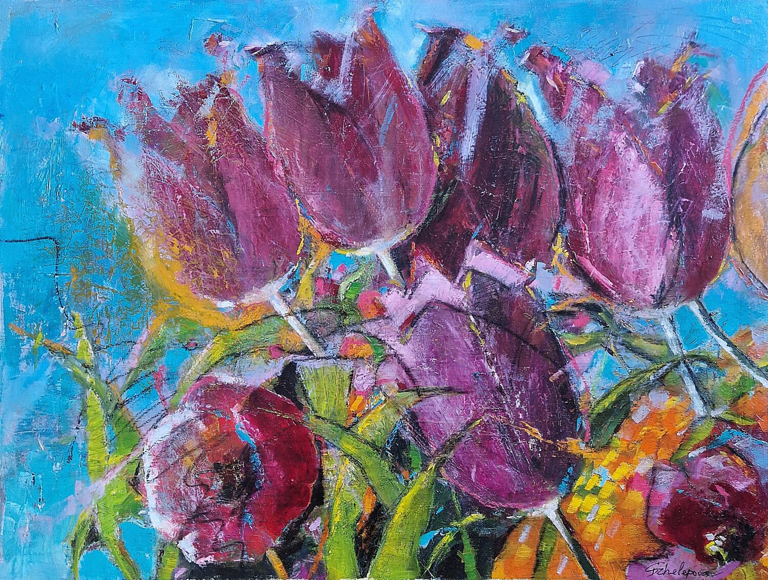 Petals of spring Svetla Dzhelepova Original painting for sale