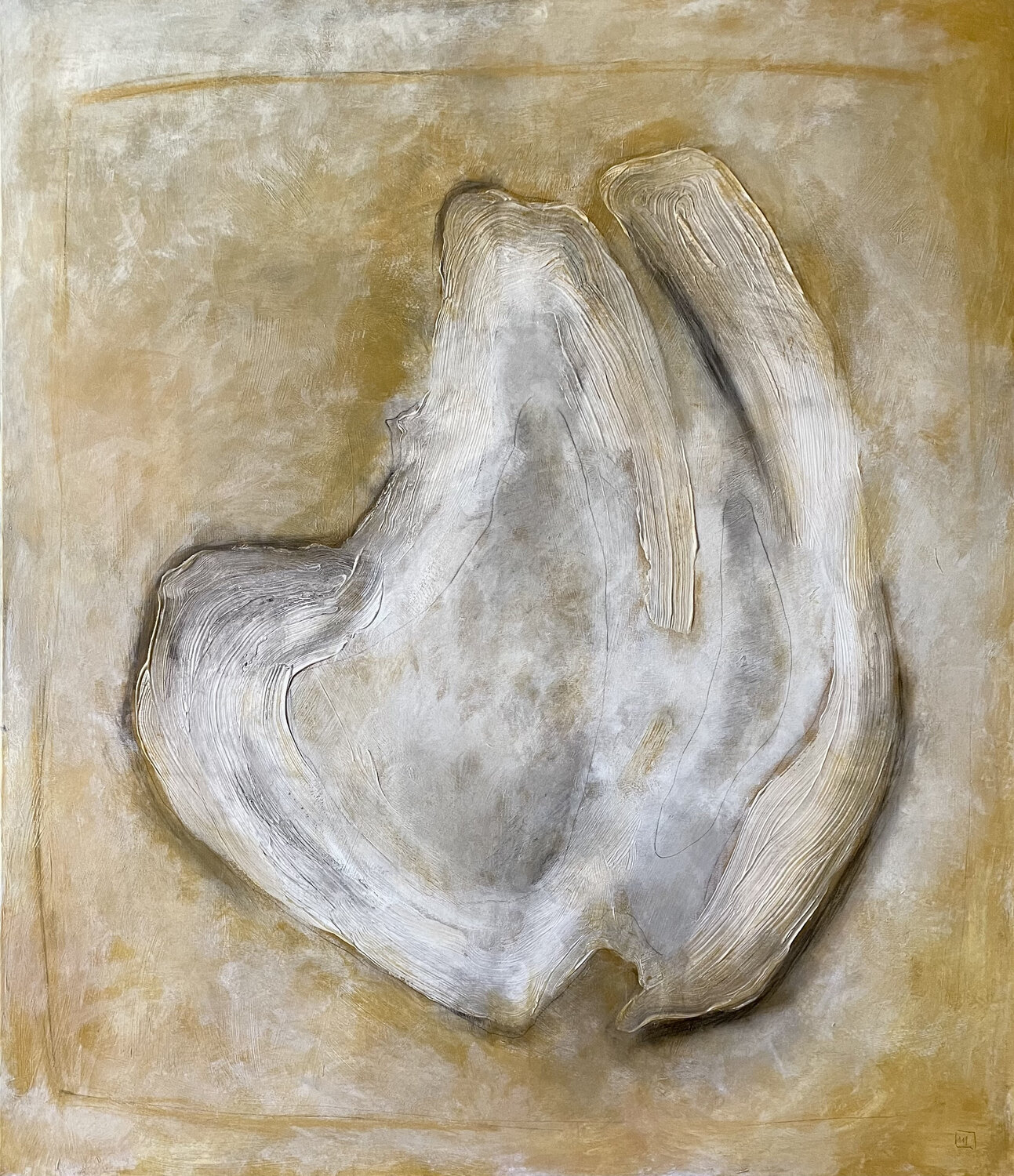 Act, hatching identity - gold Malina Wieczorek Original painting for sale