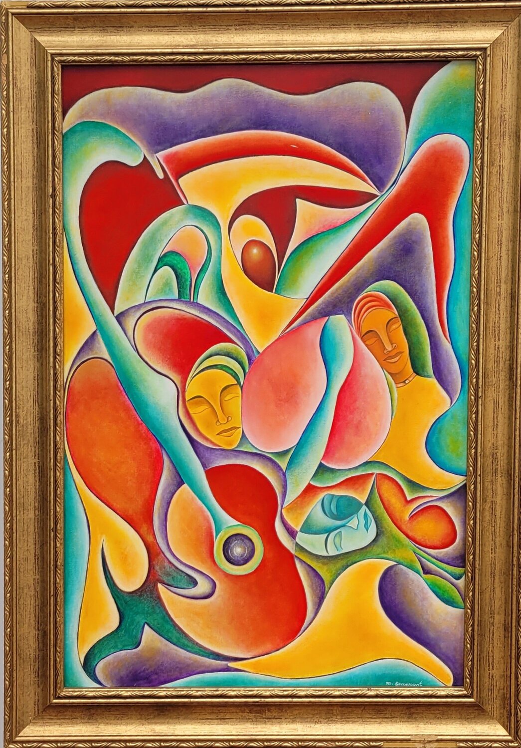 Sisters Love and Memories Moise Semexant Original painting for sale