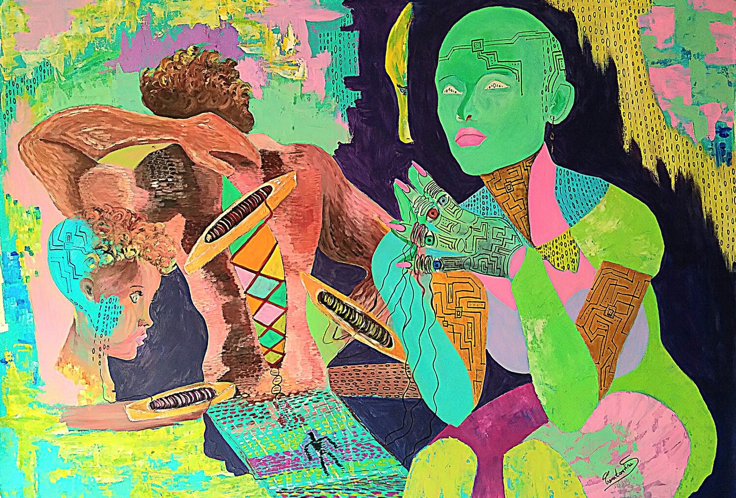 AI reshaping humanity Constantina Seracin Original painting for sale