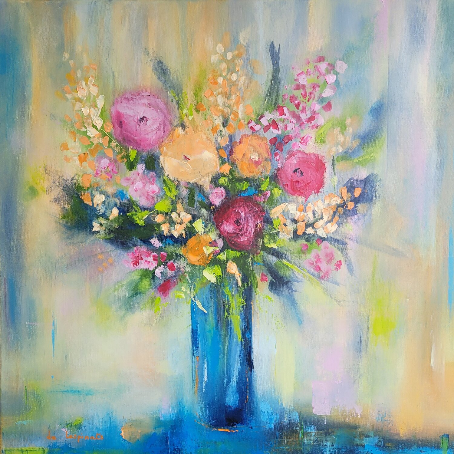 Bouquet de Fleurs Rondes Nadine CHEBROU De LESPINATS Original painting for sale
