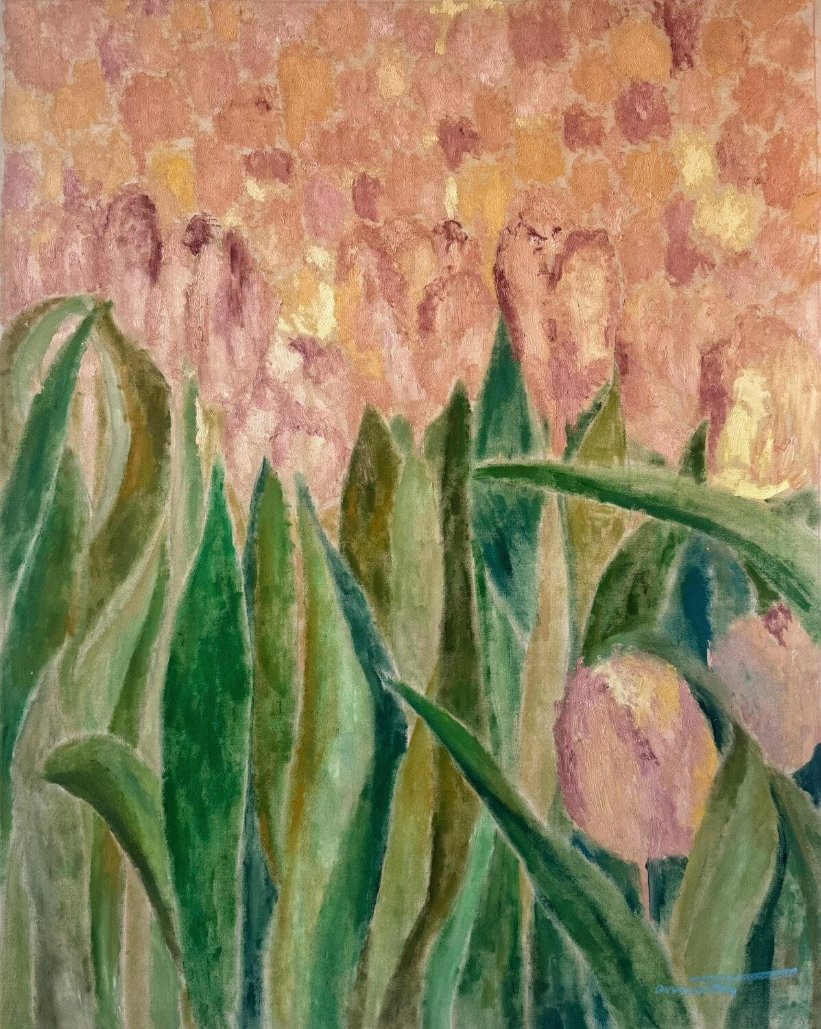 Elegant Tulips fang cai Original painting for sale