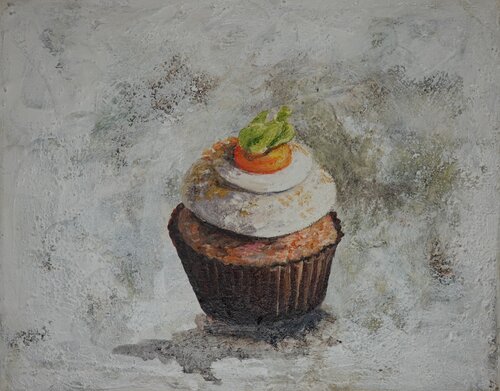 Petits fours carrot cake by Christa Riemann, Painting for Sale on Select