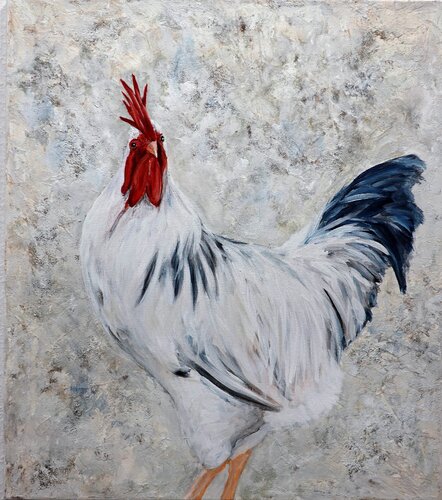 Ronni the rooster by Christa Riemann, Painting for Sale on Select