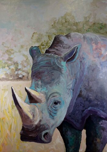 Nashorn by Christa Riemann, Painting for Sale on Select