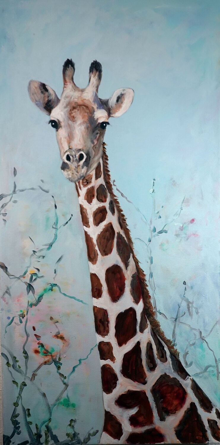 Giraffe Christa Riemann Original painting for sale