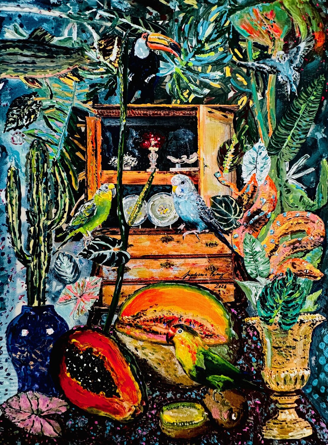 Zwischen Palmen und Porzellan Stephanie Bing Original painting for sale