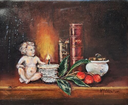 Nature morte au bougeoir von Marie Josiane BLACHON, Malerei kaufen auf Select