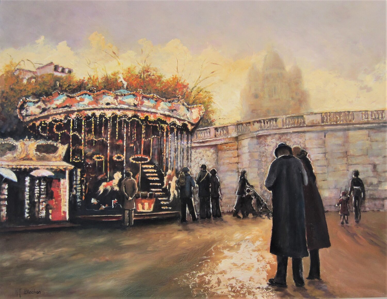 Le carrousel Marie Josiane BLACHON Original painting for sale