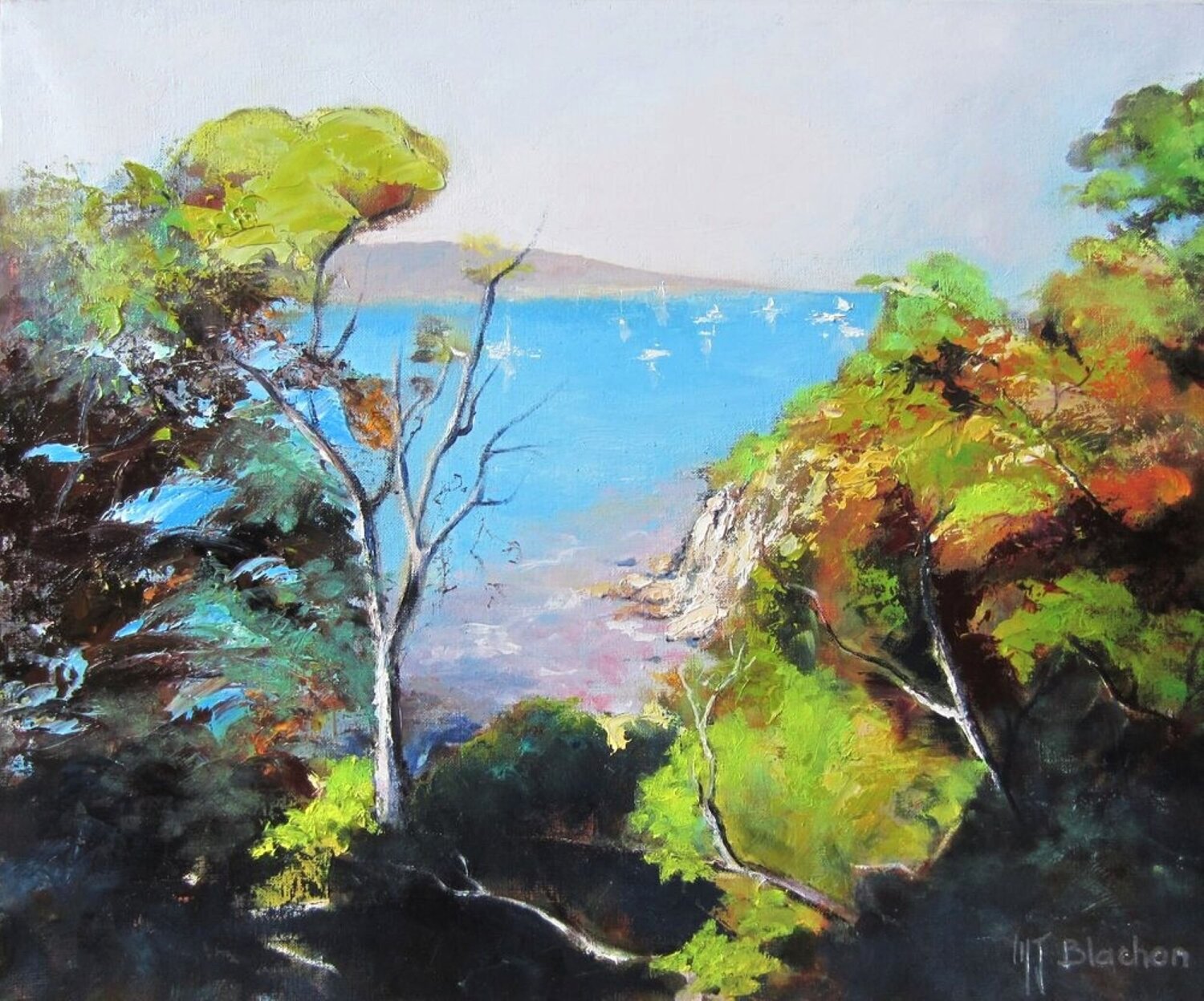 Sur la crête de Port Cros Marie Josiane BLACHON Original painting for sale