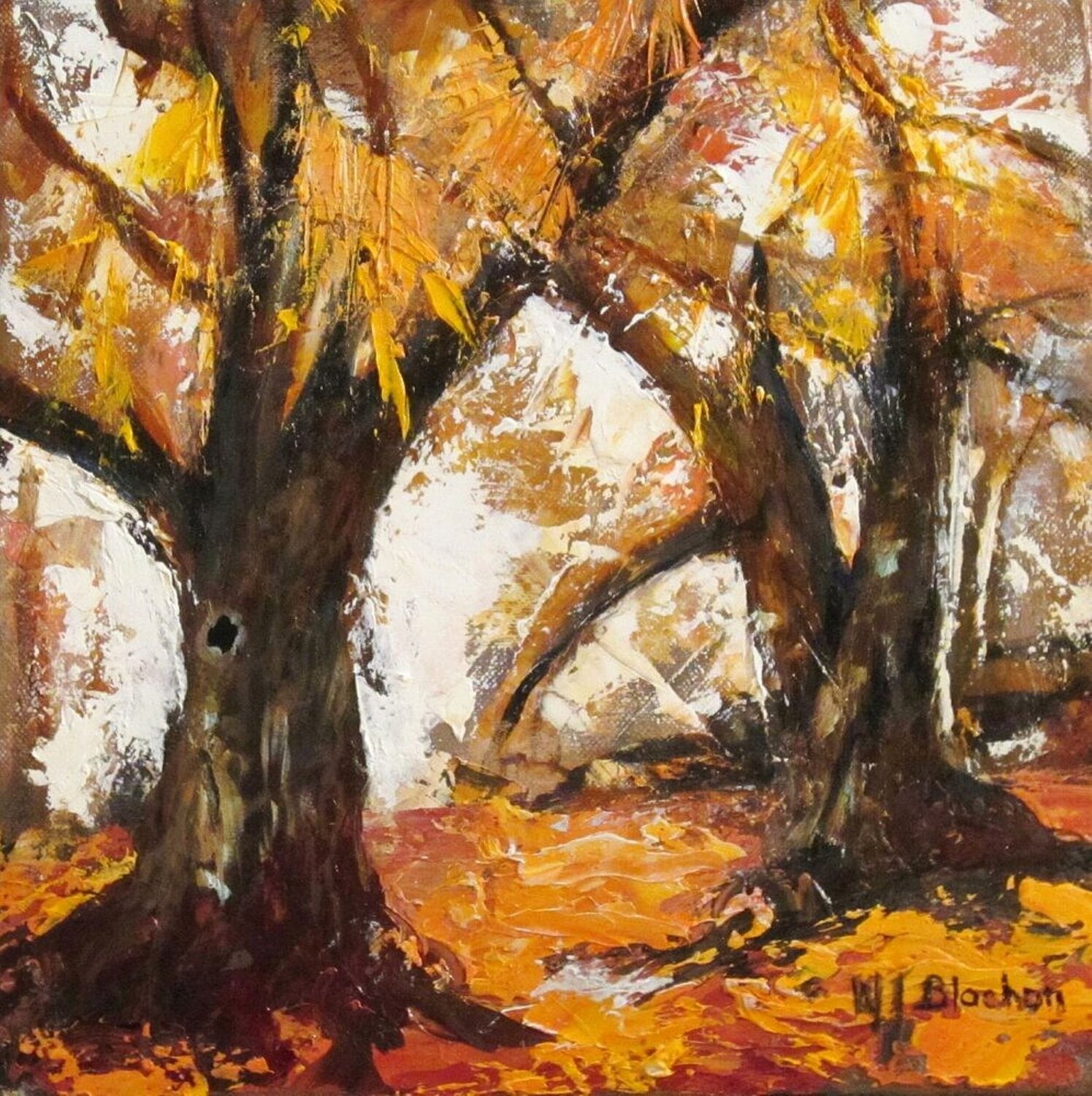 Dans  la chataigneraie Marie Josiane BLACHON Original painting for sale
