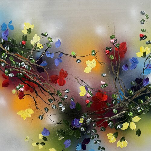 Between Light and Bloom  II - Contemporary Floral Abstraction by Anastassia Skopp, Painting for Sale on Select
