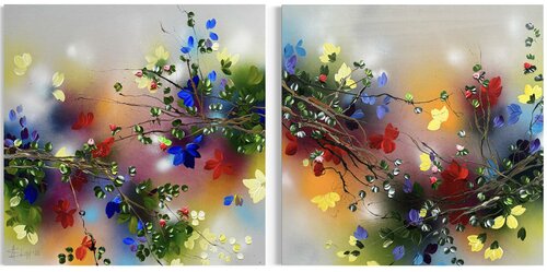 Floral Landscape - Between Light and Bloom by Anastassia Skopp, Painting for Sale on Select