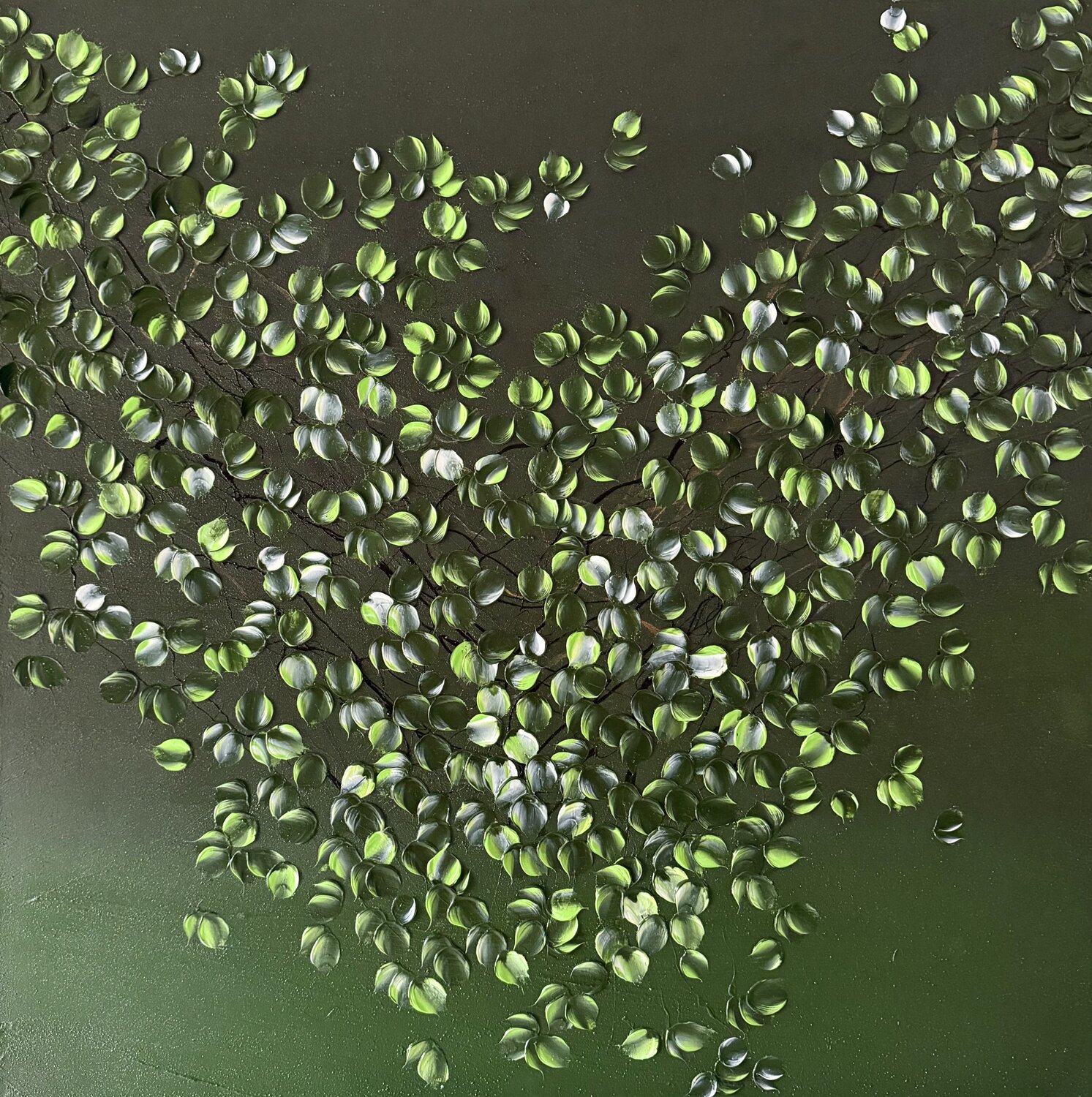 Emerald Calm  - Contemporary Floral Abstraction Anastassia Skopp Original painting for sale