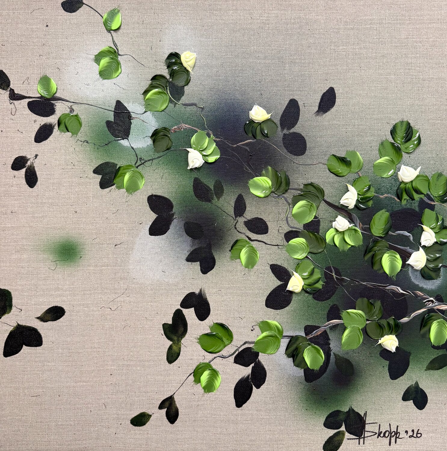 White Roses Anastassia Skopp Original painting for sale