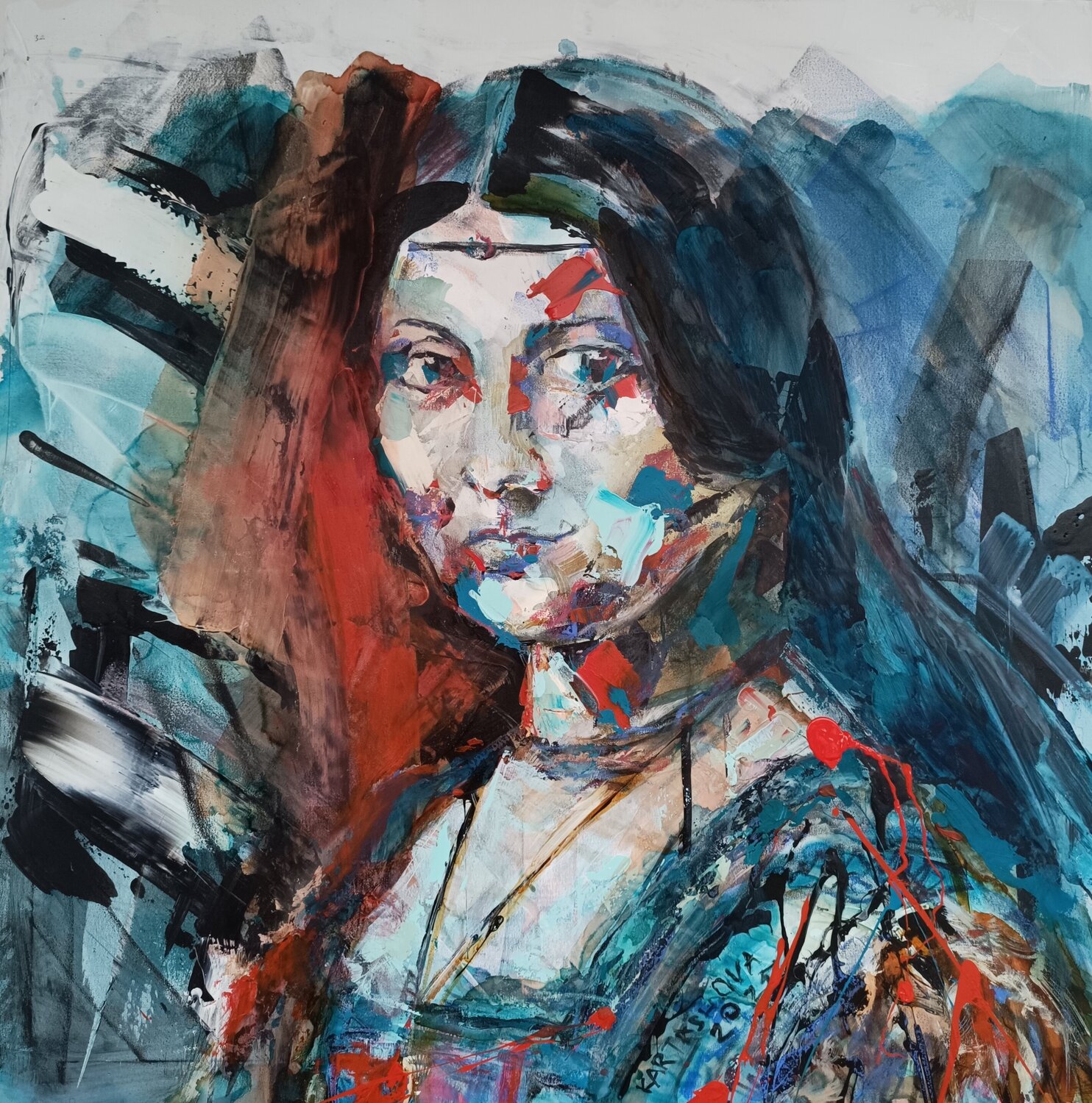Another La belle Ferroniere inspired by Leonardo Da Vinci Viktoriia Kartashova Original painting for sale