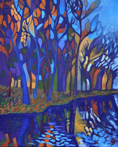 Nuit d'automne by Lelde Brake-Klaveri, Painting for Sale on Select