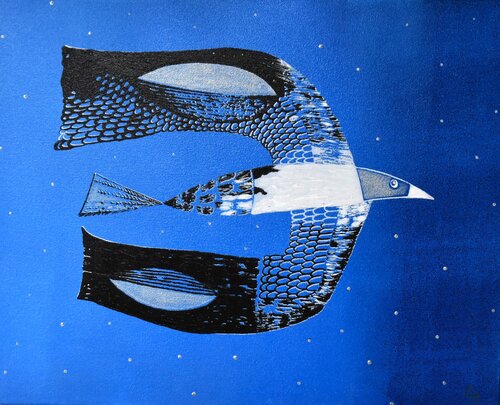 Messenger Bird (Blue) by Lelde Brake-Klaveri, Painting for Sale on Select
