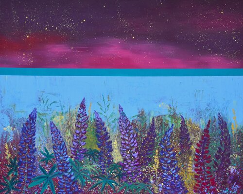 Night of Fireflies by Lelde Brake-Klaveri, Painting for Sale on Select