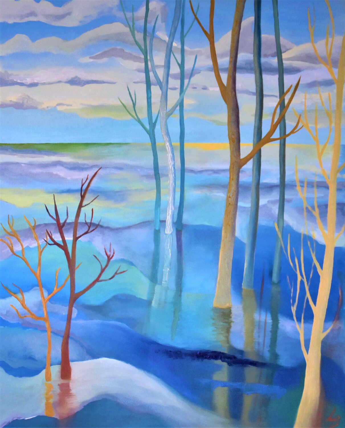 Reflections (Blue Lake) Lelde Brake-Klaveri Original painting for sale