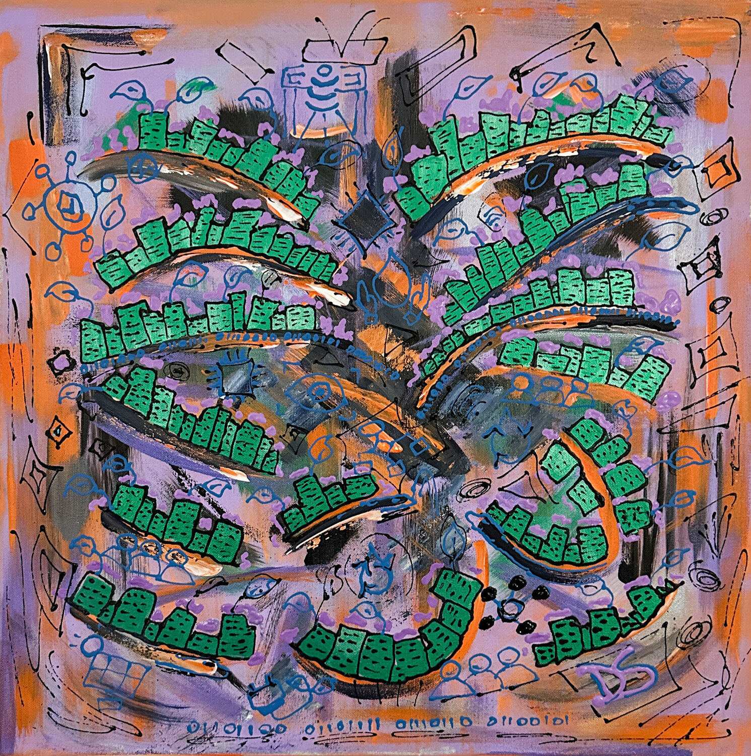 Smart City Working Dorothea Sandra Original painting for sale