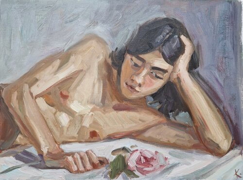 Oil portrait "Dreamer" by Olena Kolotova, Painting for Sale on Select