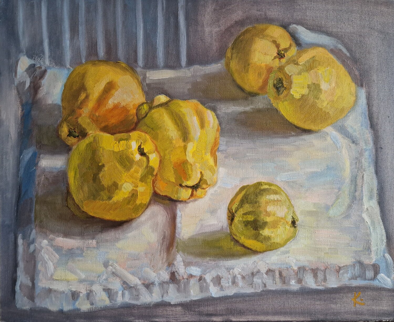 Still-life with fruits "Quinces" Olena Kolotova Original painting for sale