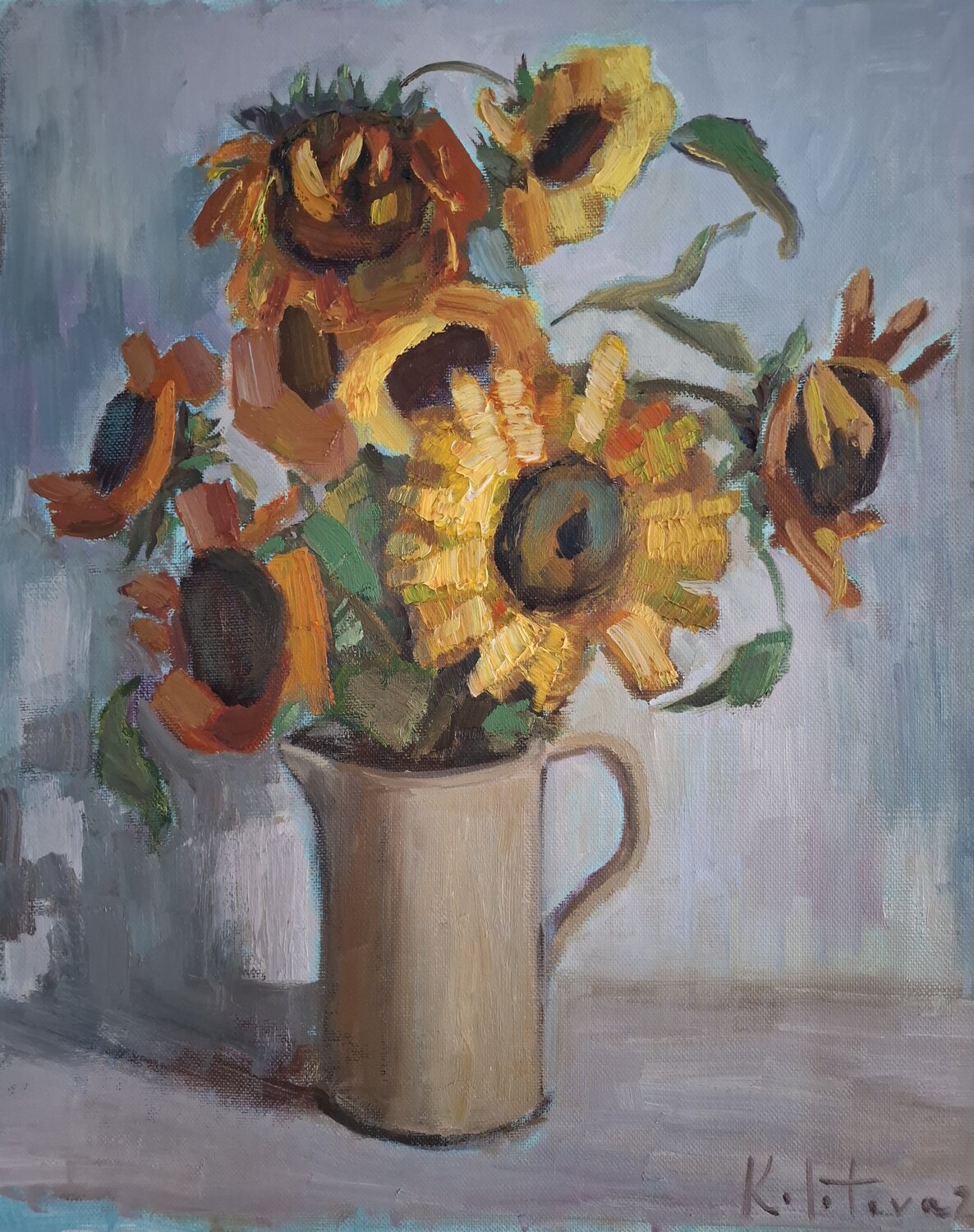 Flowers "Autum Sunflowers“ Olena Kolotova Original painting for sale